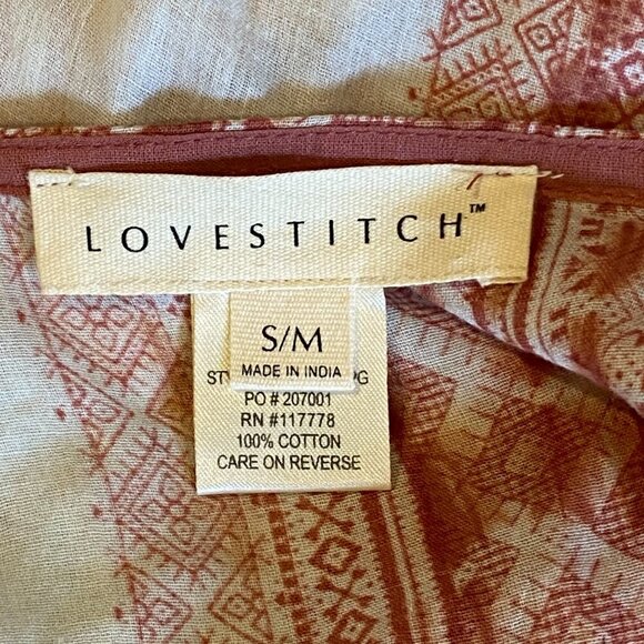 Lovestitch Boho Handkerchief Hem Beach Dress Cover-up Cotton S/M #96Q - Picture 5 of 6